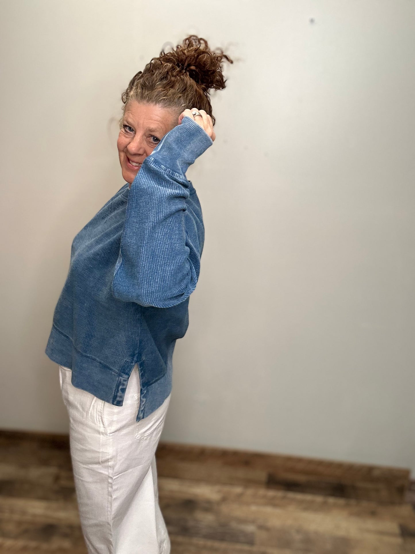 Side Slit Corded Crew