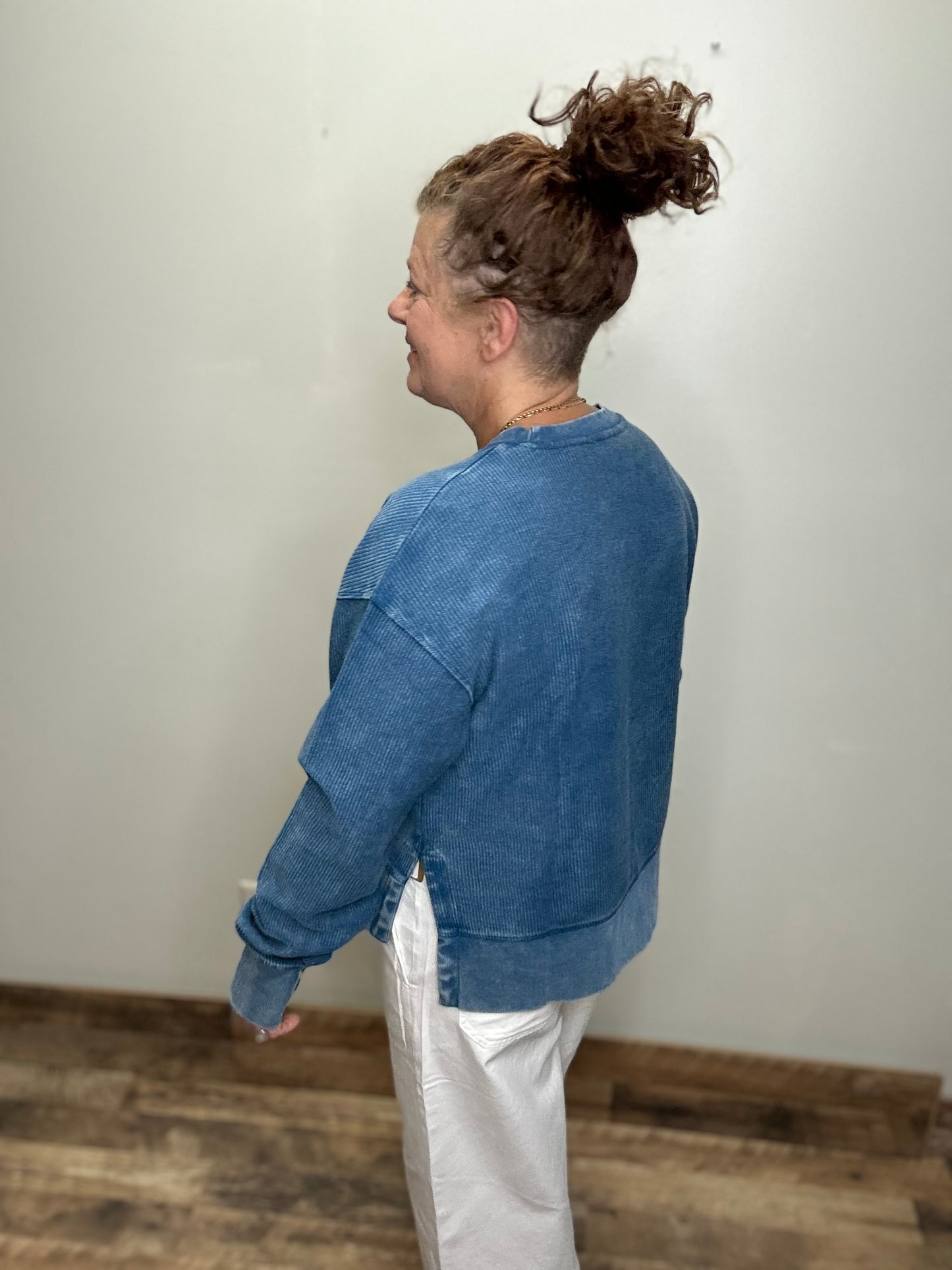 Side Slit Corded Crew