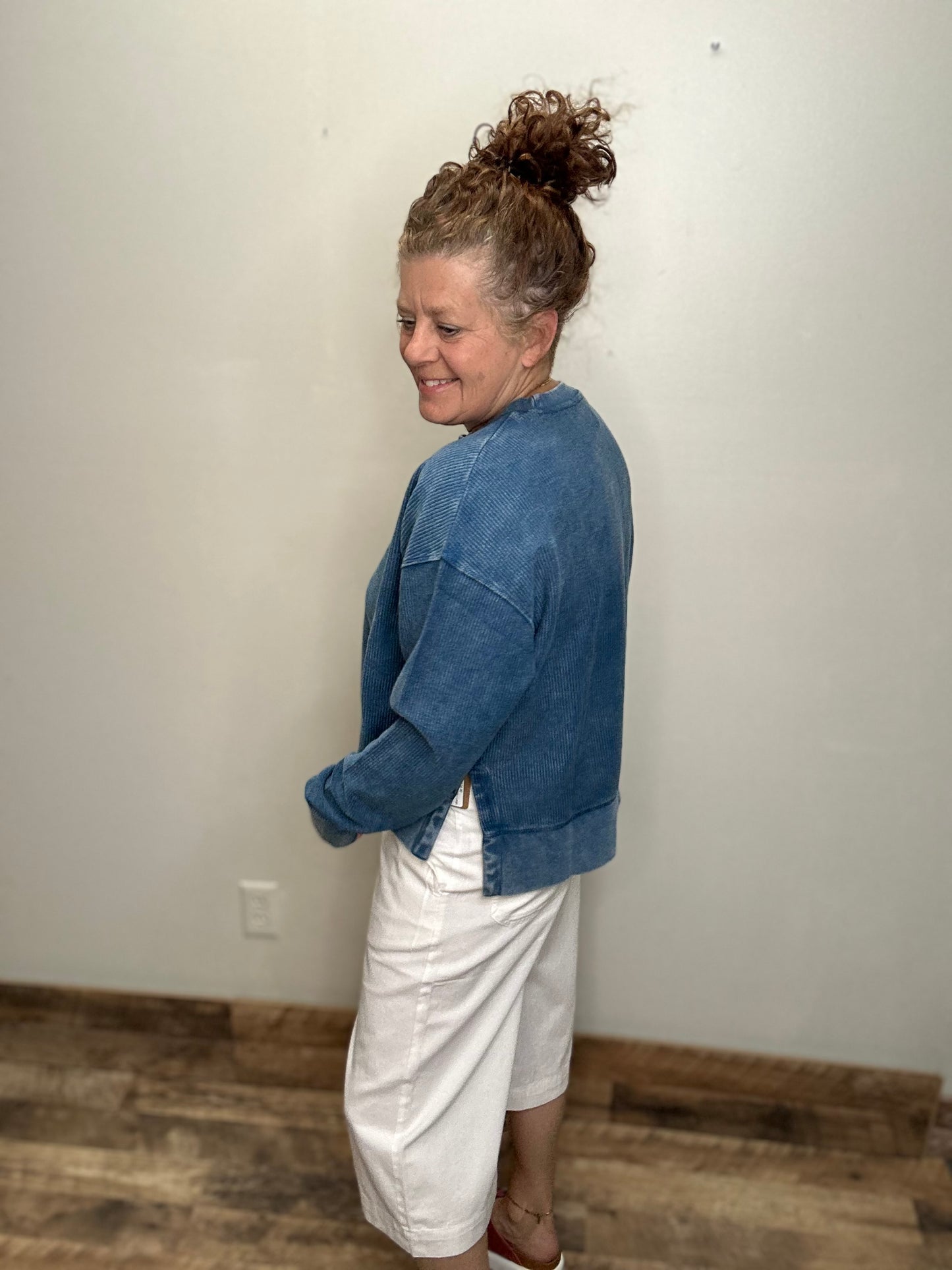 Side Slit Corded Crew