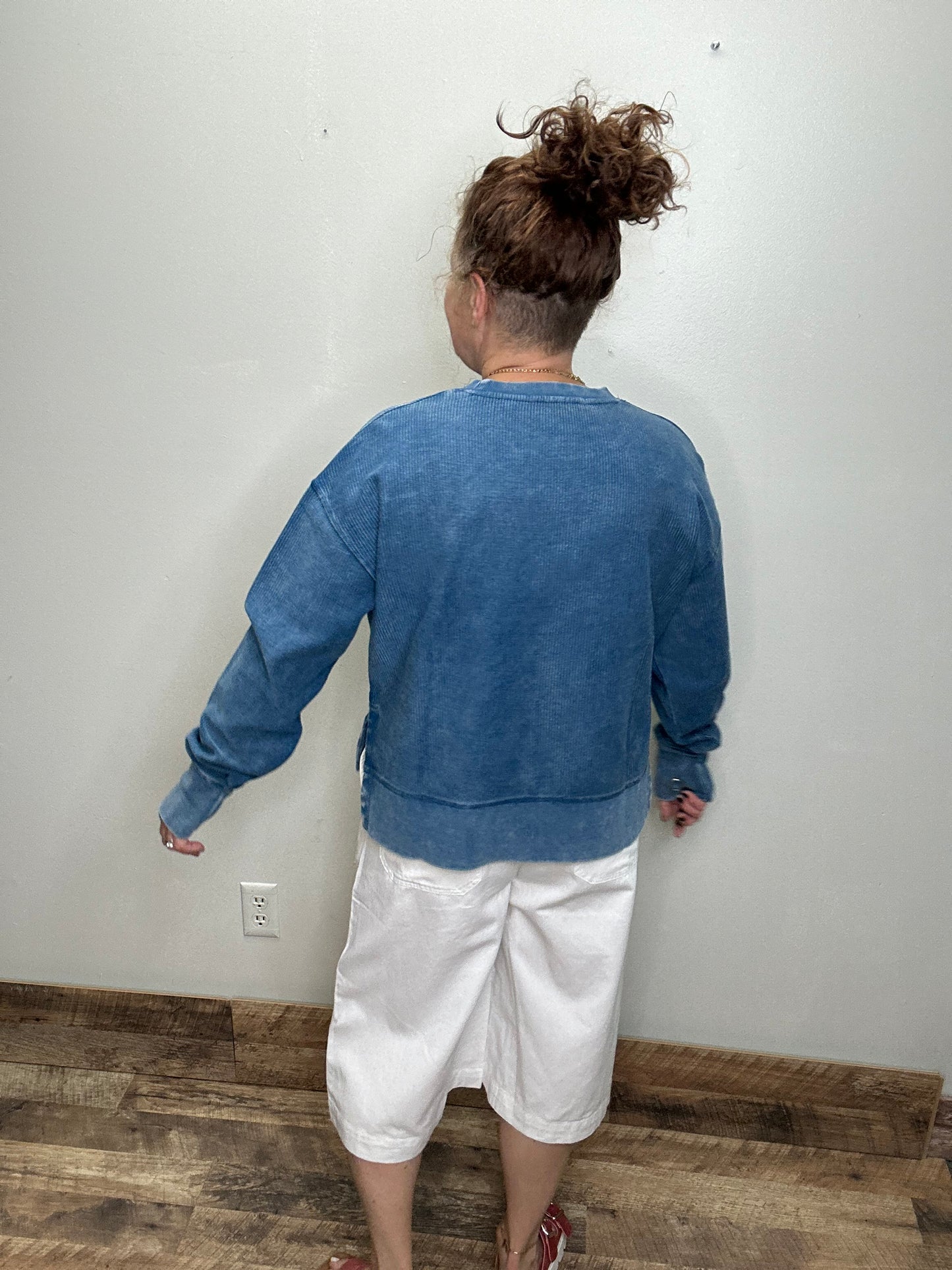 Side Slit Corded Crew