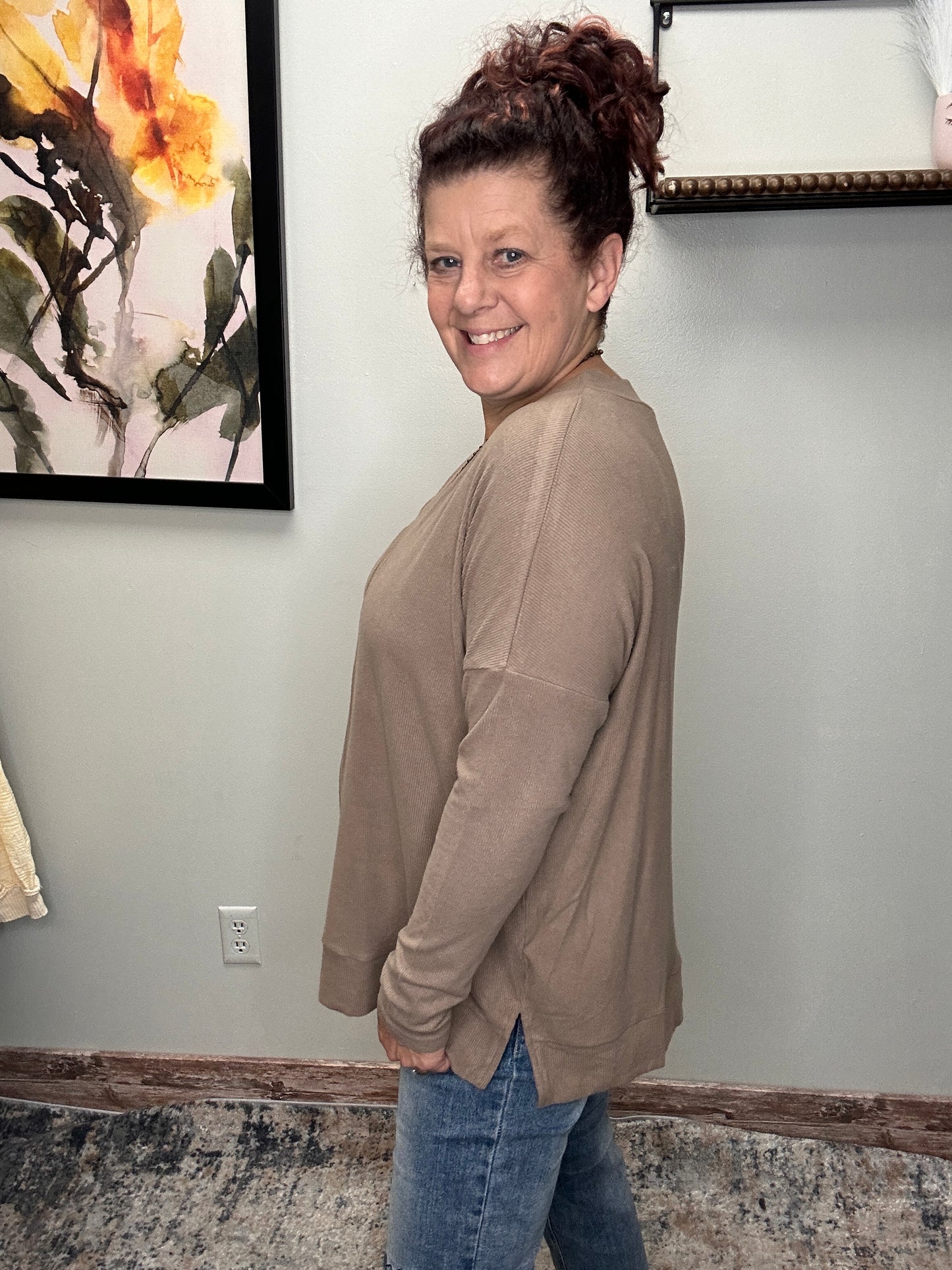Ribbed V-Neck
