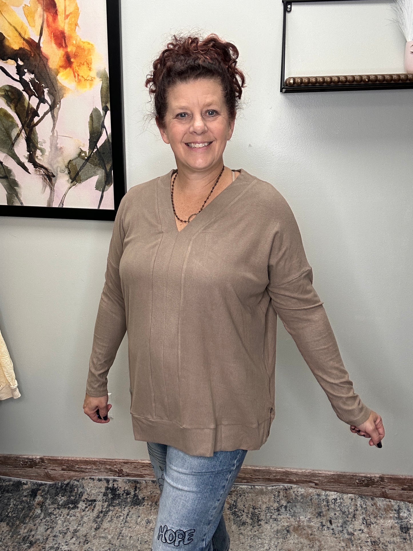 Ribbed V-Neck