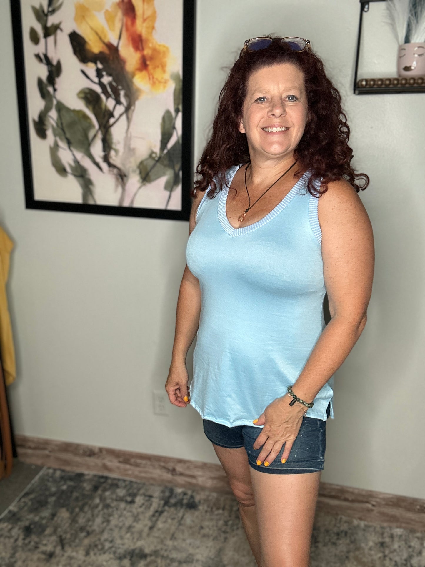 Ribbed Edge V-Neck Tank
