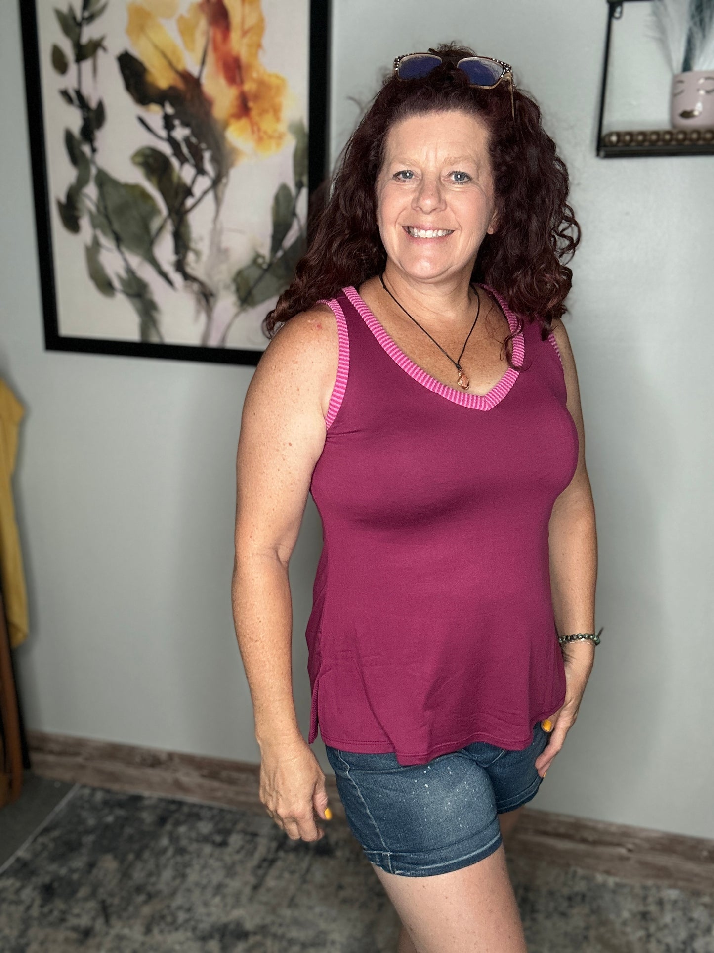 Ribbed Edge V-Neck Tank