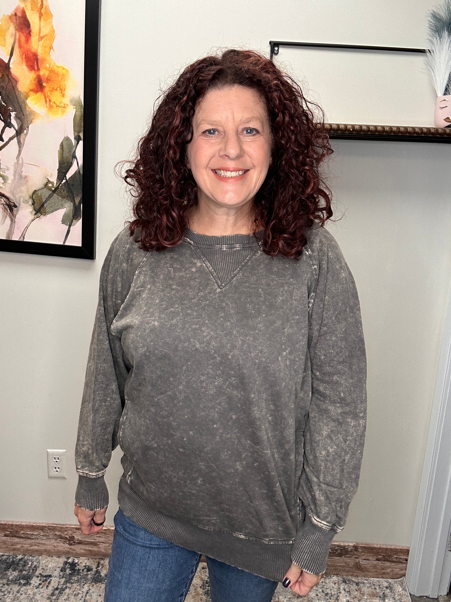 Curvy Acid Wash Sweatshirt