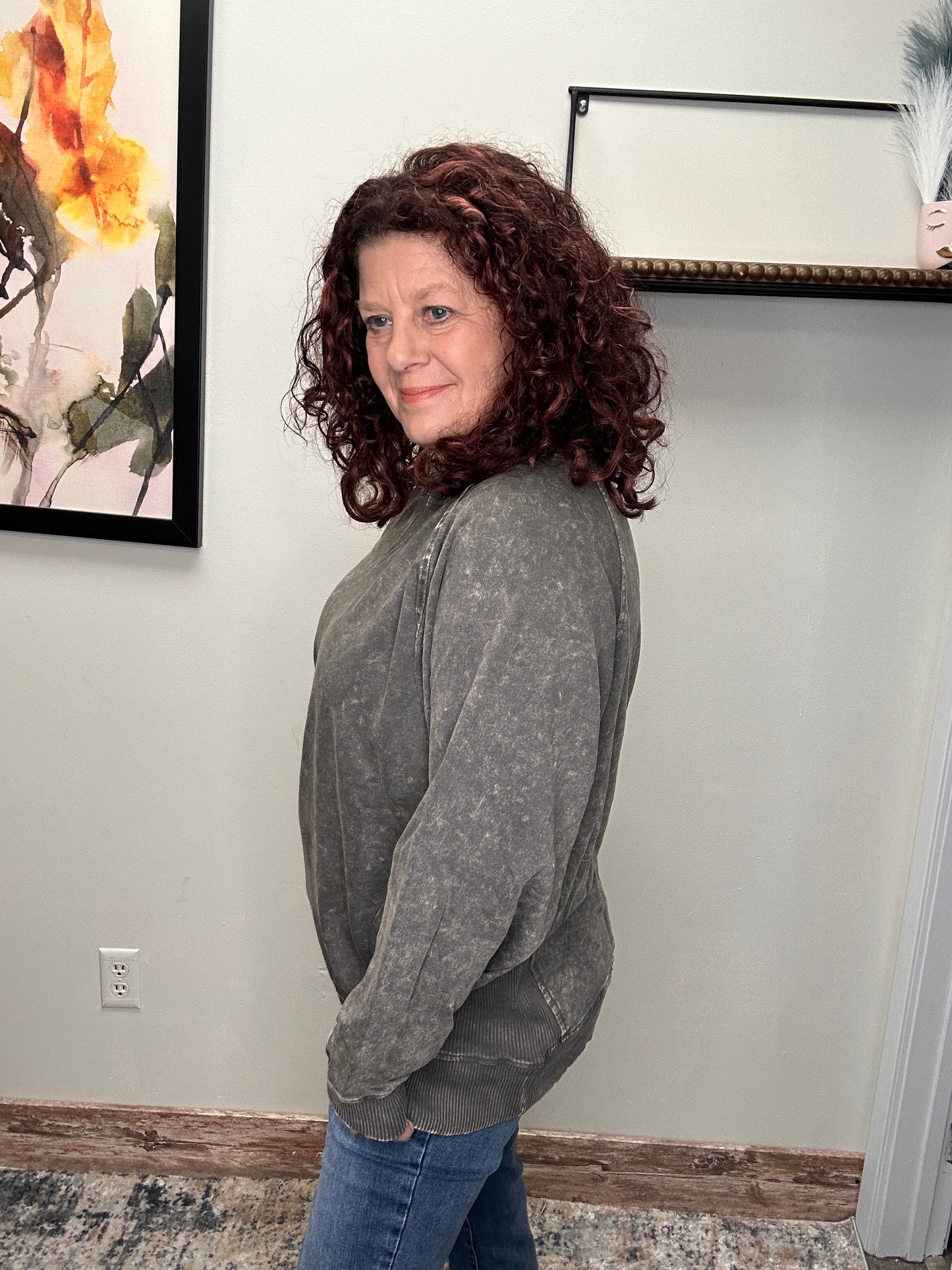 Curvy Acid Wash Sweatshirt
