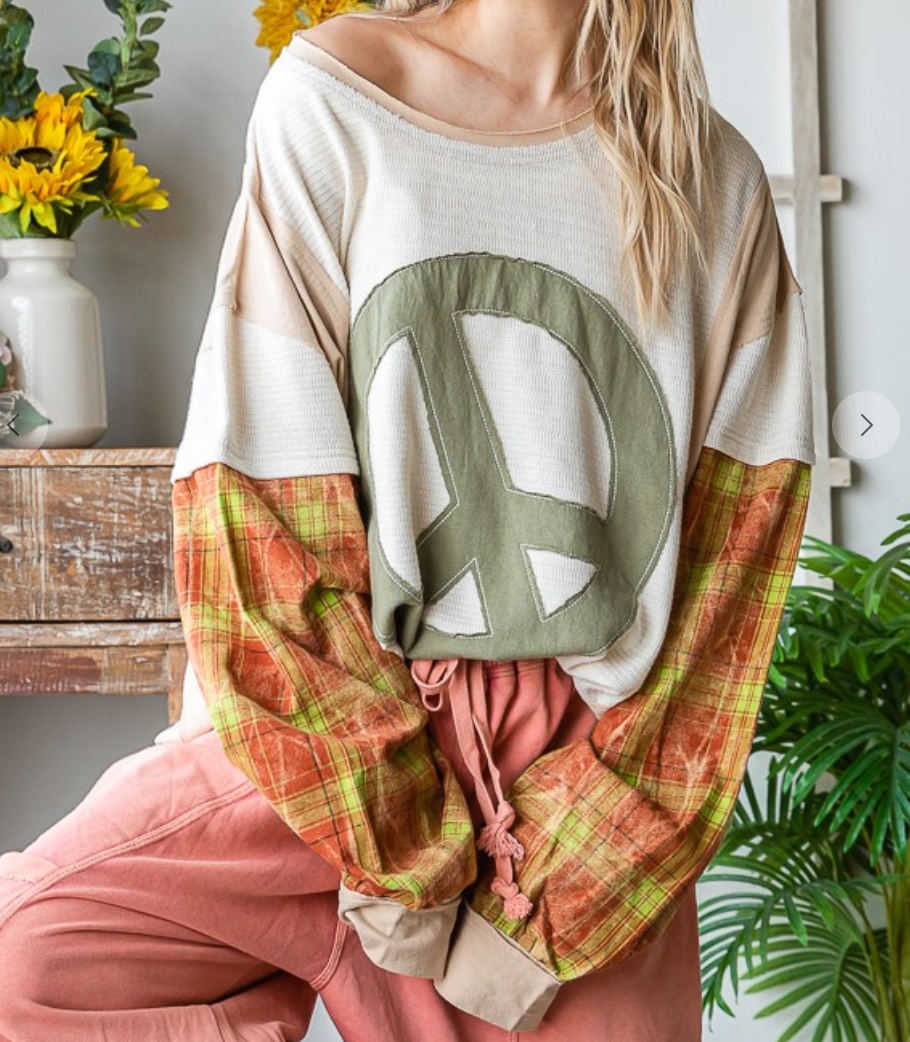 Peace and Plaid Top - Oli n Hali
