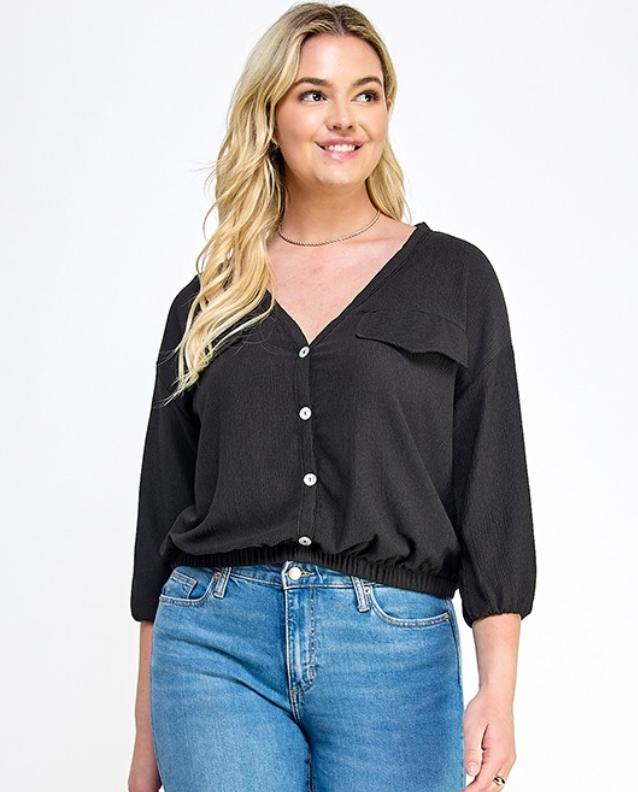 Crinkle Button Down Top