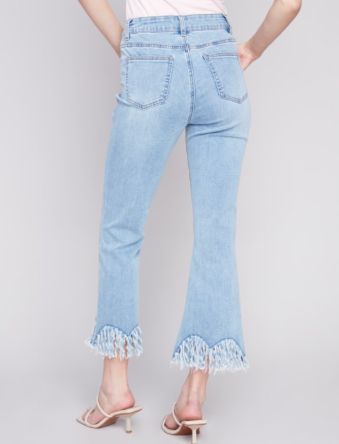 Denim Fringe Bottom Jean
