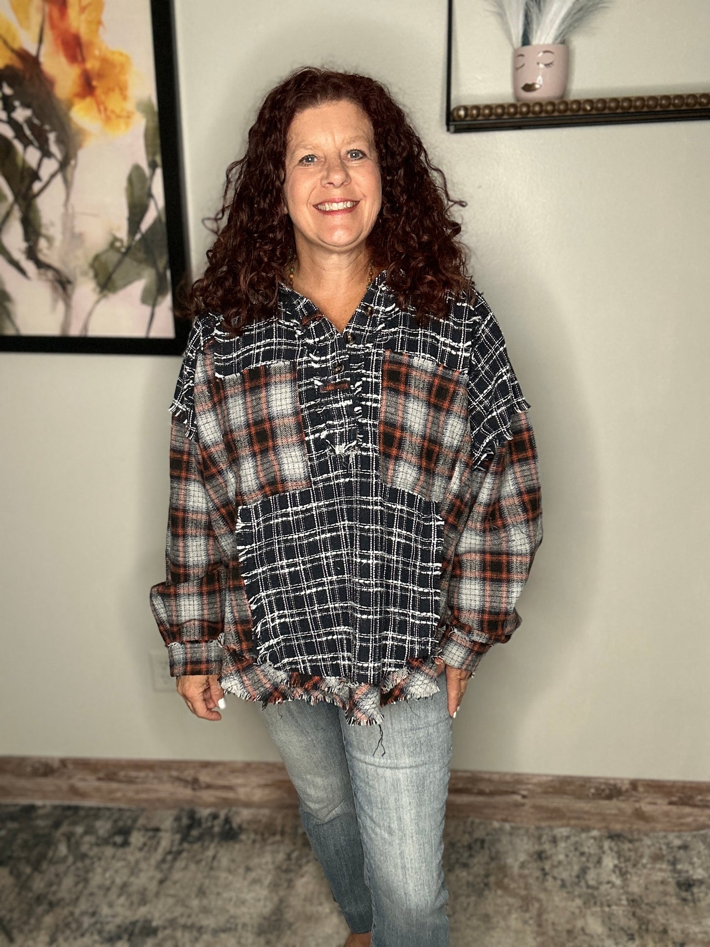 Contrast Plaid Top - Oli n Hali