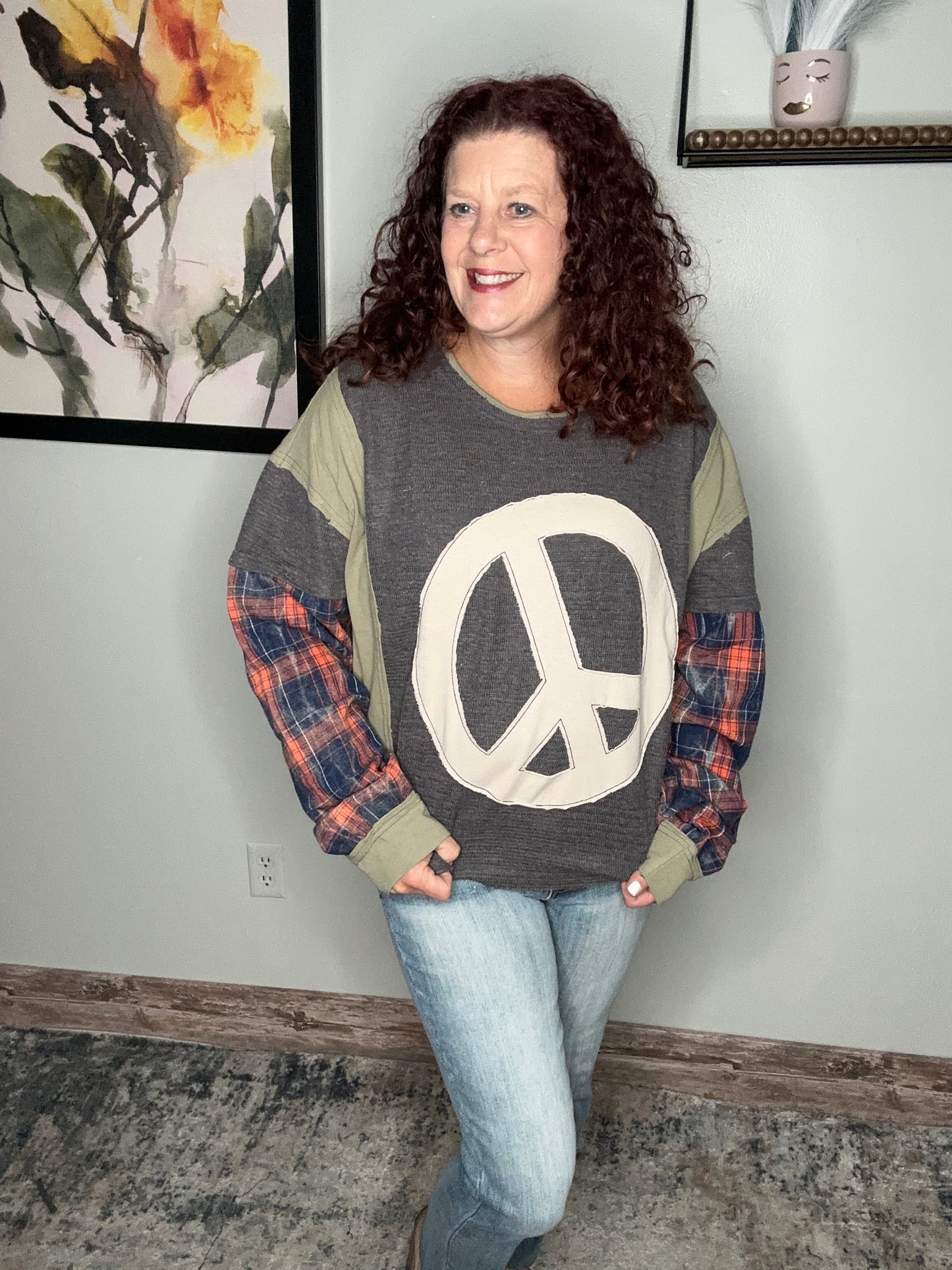 Peace and Plaid Top - Oli n Hali