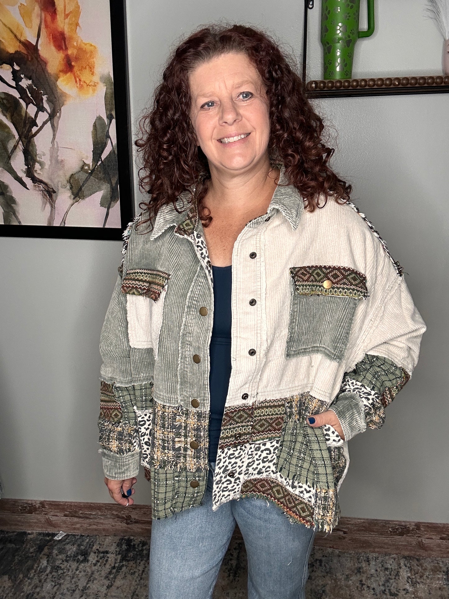 Fabric Blocked Jacket - Oli n Hali