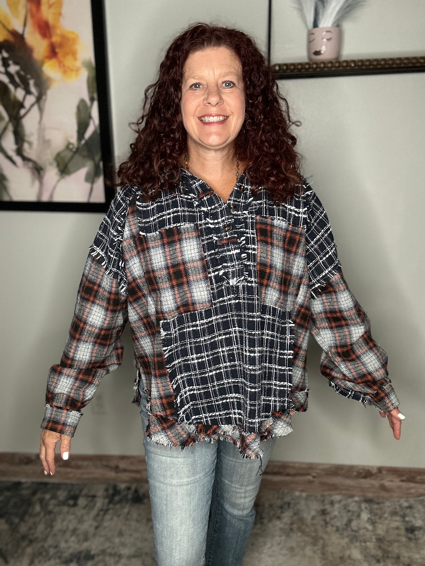 Contrast Plaid Top - Oli n Hali