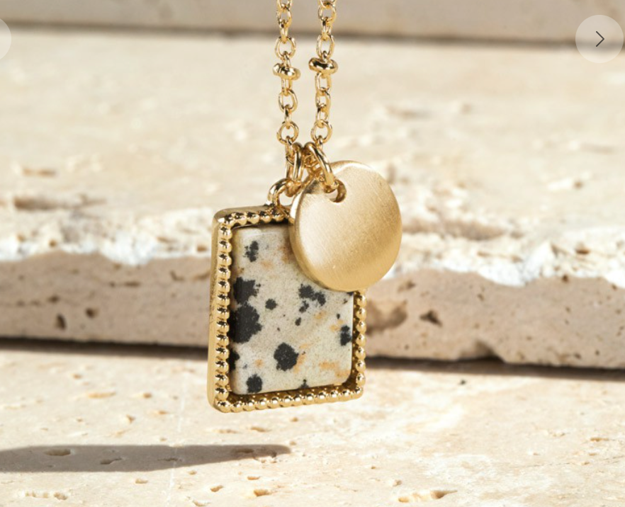 Square Pendant Stone Necklace