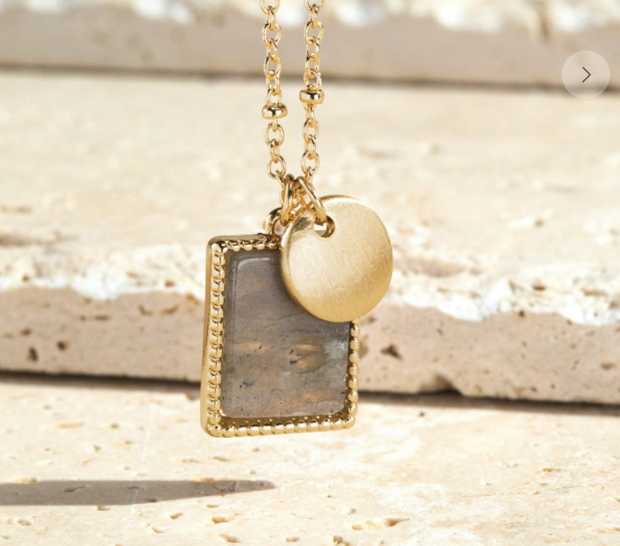 Square Pendant Stone Necklace