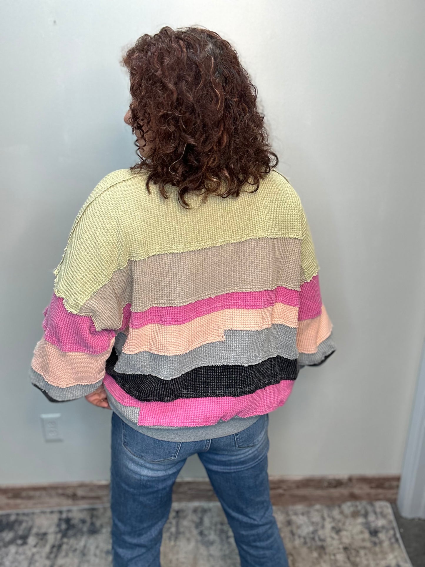 Waffle Color Block Half Zip