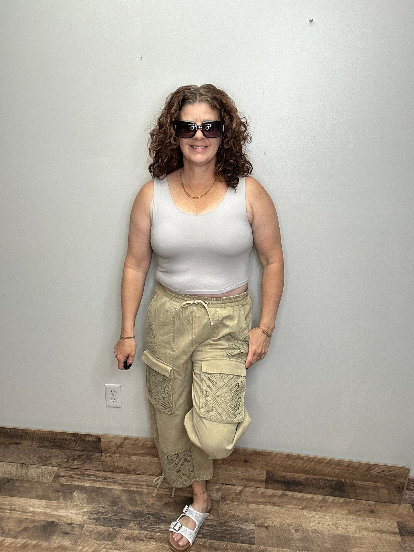 Twill Pants with Crochet