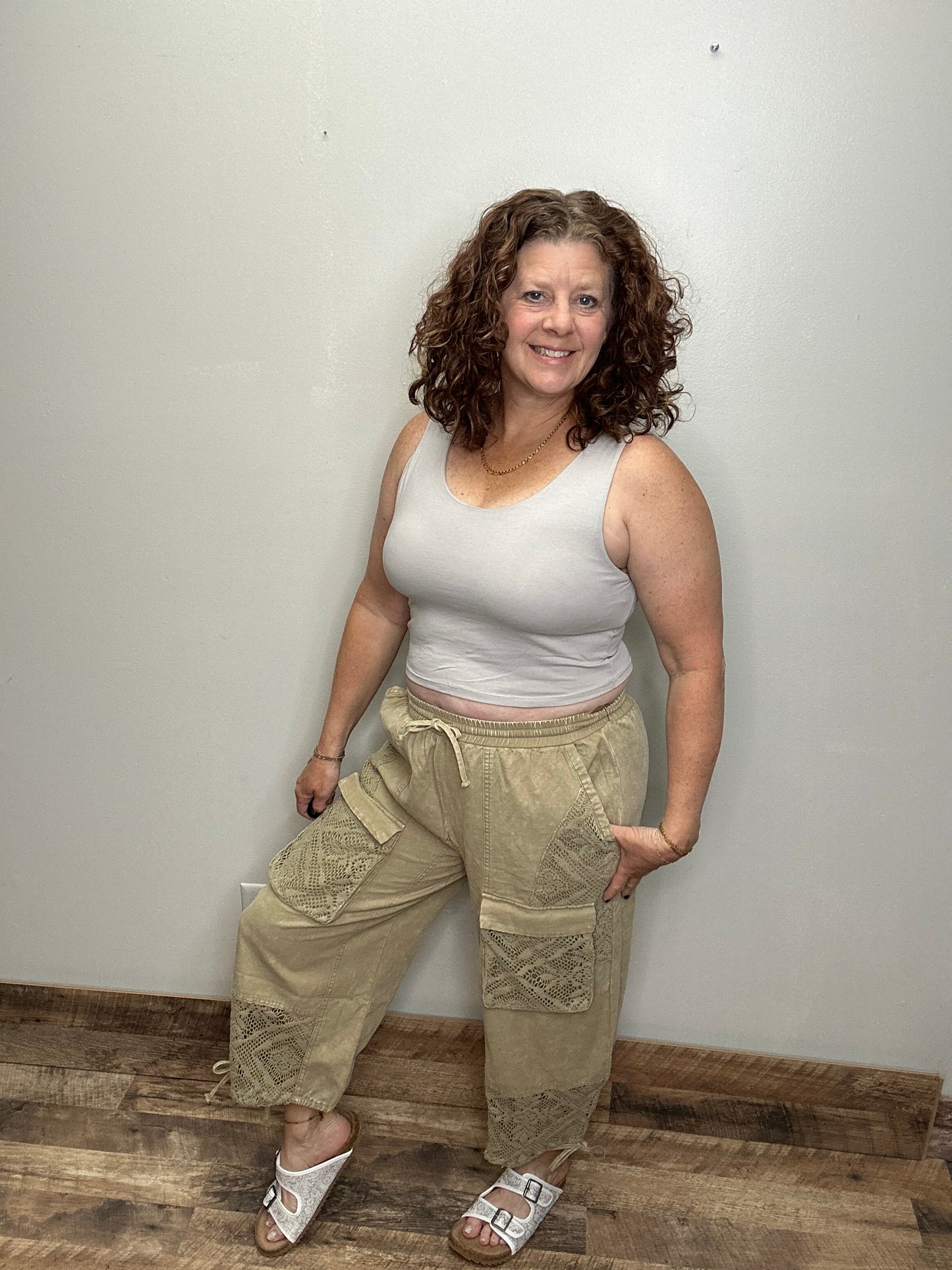 Twill Pants with Crochet