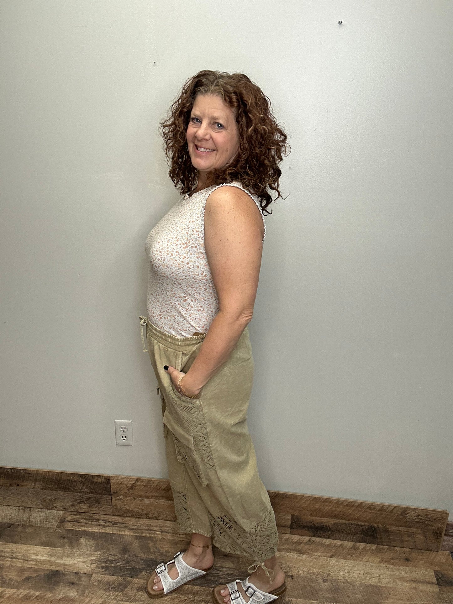 Twill Pants with Crochet