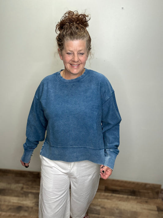 Side Slit Corded Crew