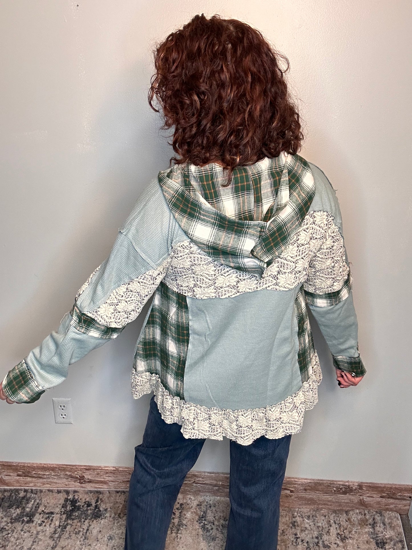 Lace and Plaid Hoodie