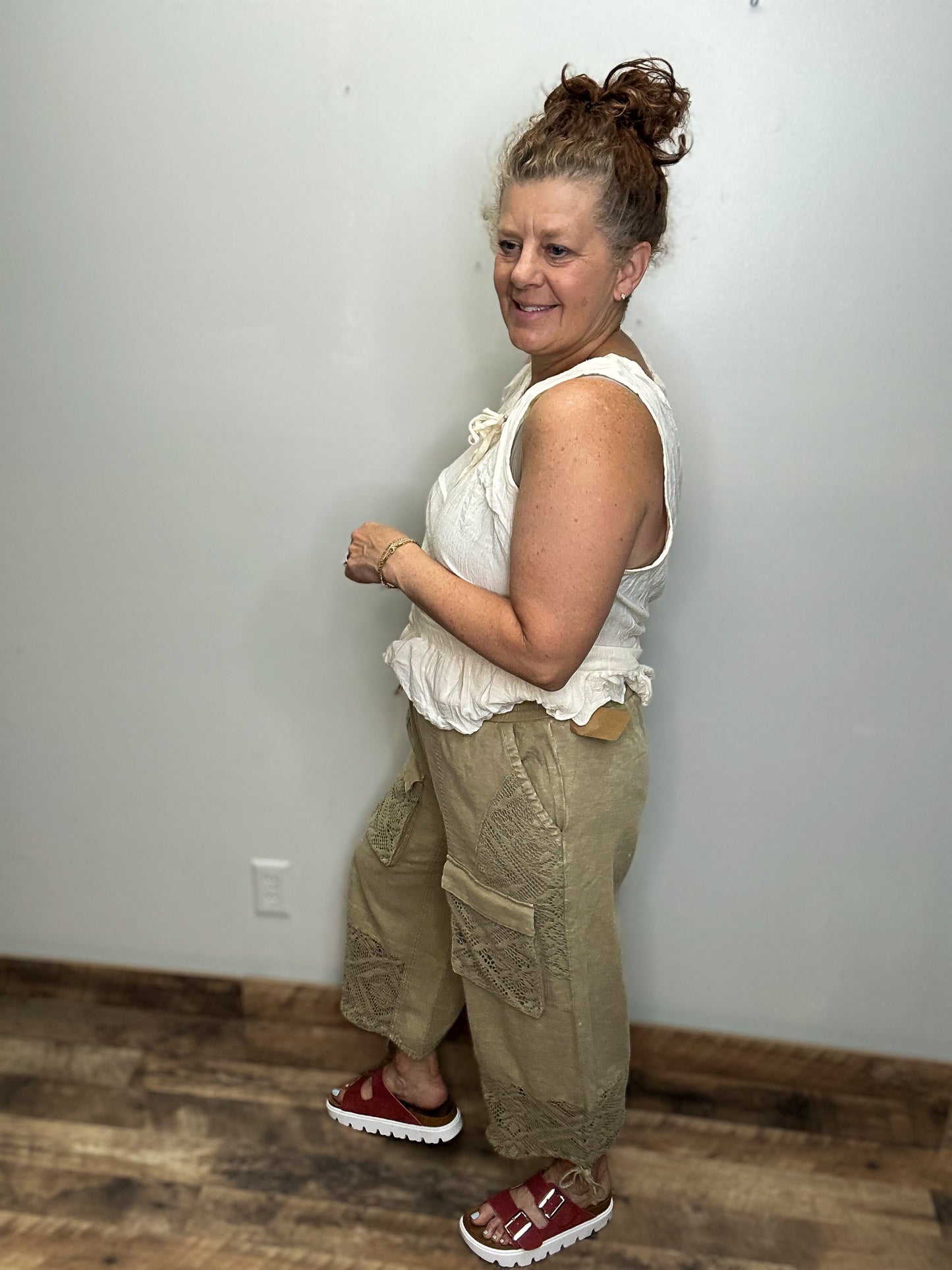 Twill Pants with Crochet