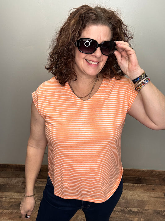 Stripe Cap Sleeve
