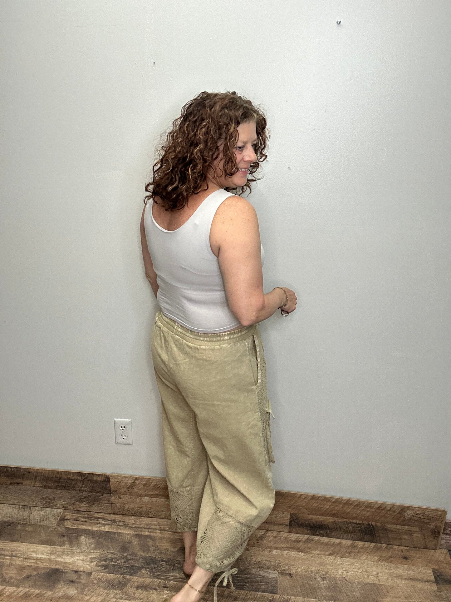 Twill Pants with Crochet