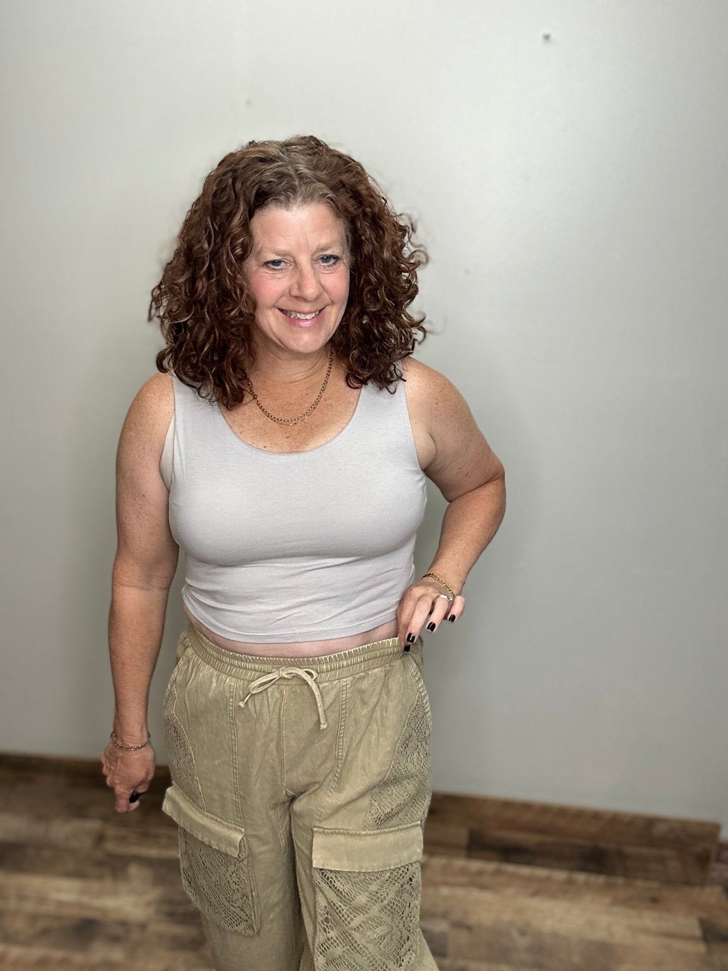 Twill Pants with Crochet