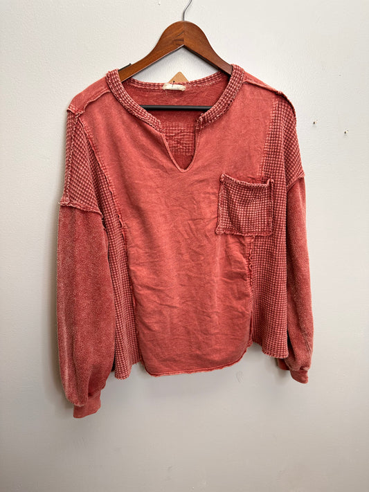 Split Neck Long Sleeve