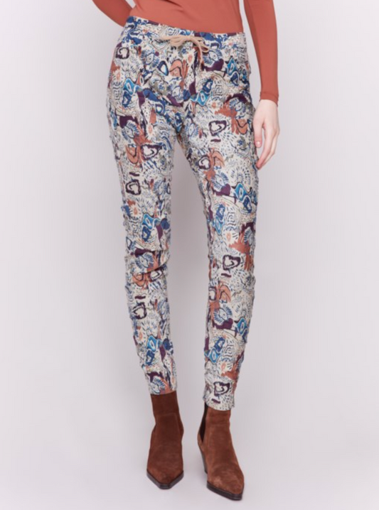 Printed Suede Crinkle Pant