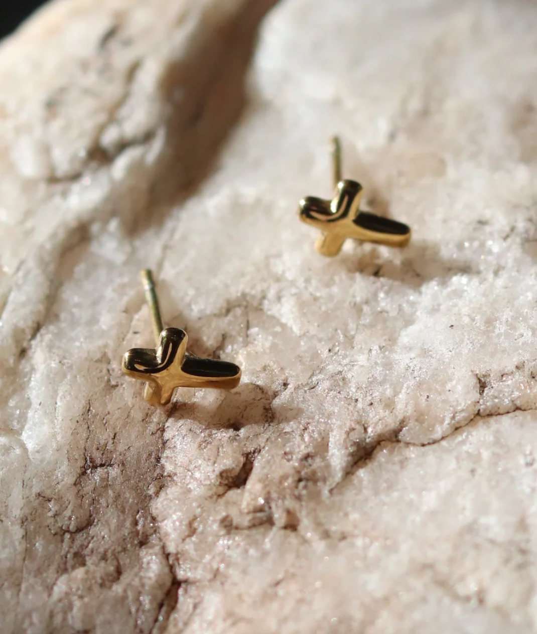 Gold Cross Earring