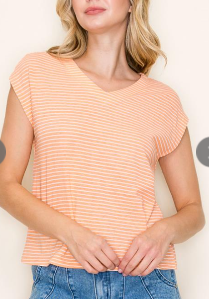 Stripe Cap Sleeve