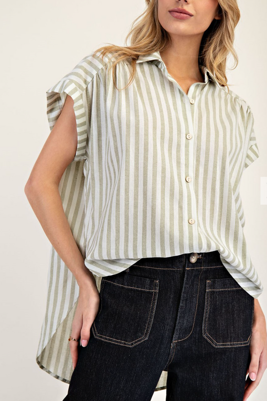 Stripe Button Top