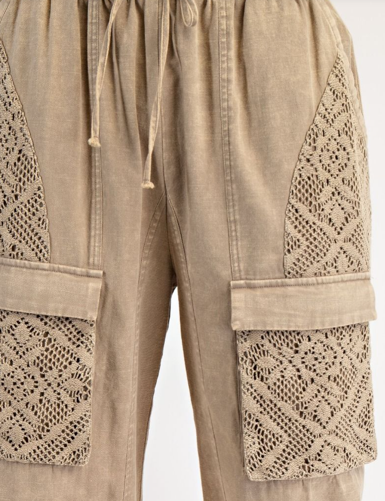 Twill Pants with Crochet