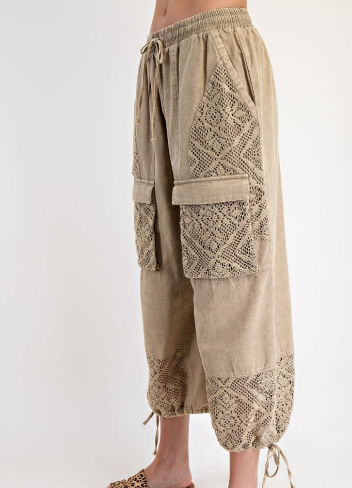 Twill Pants with Crochet
