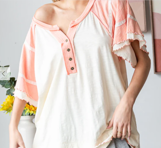 Wavy Hem Short Sleeve