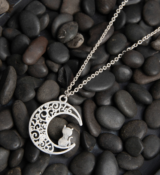 Cat and Moon Necklace