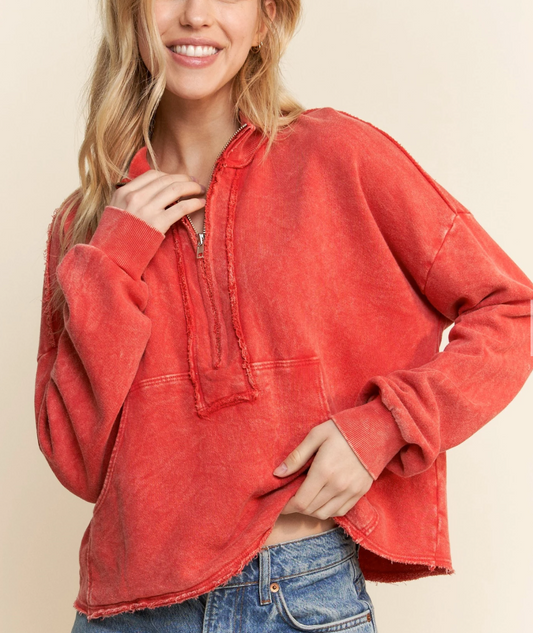 Half Zip Kangaroo Pocket