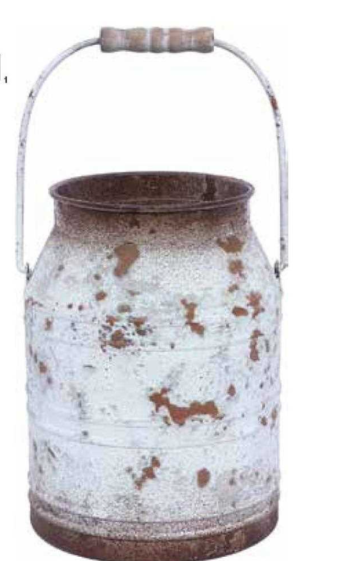 White with Rust Milkcan
